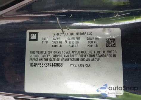 2015 Buick Verano from USA, damaged, VIN 1G4PP5SK8F4143636